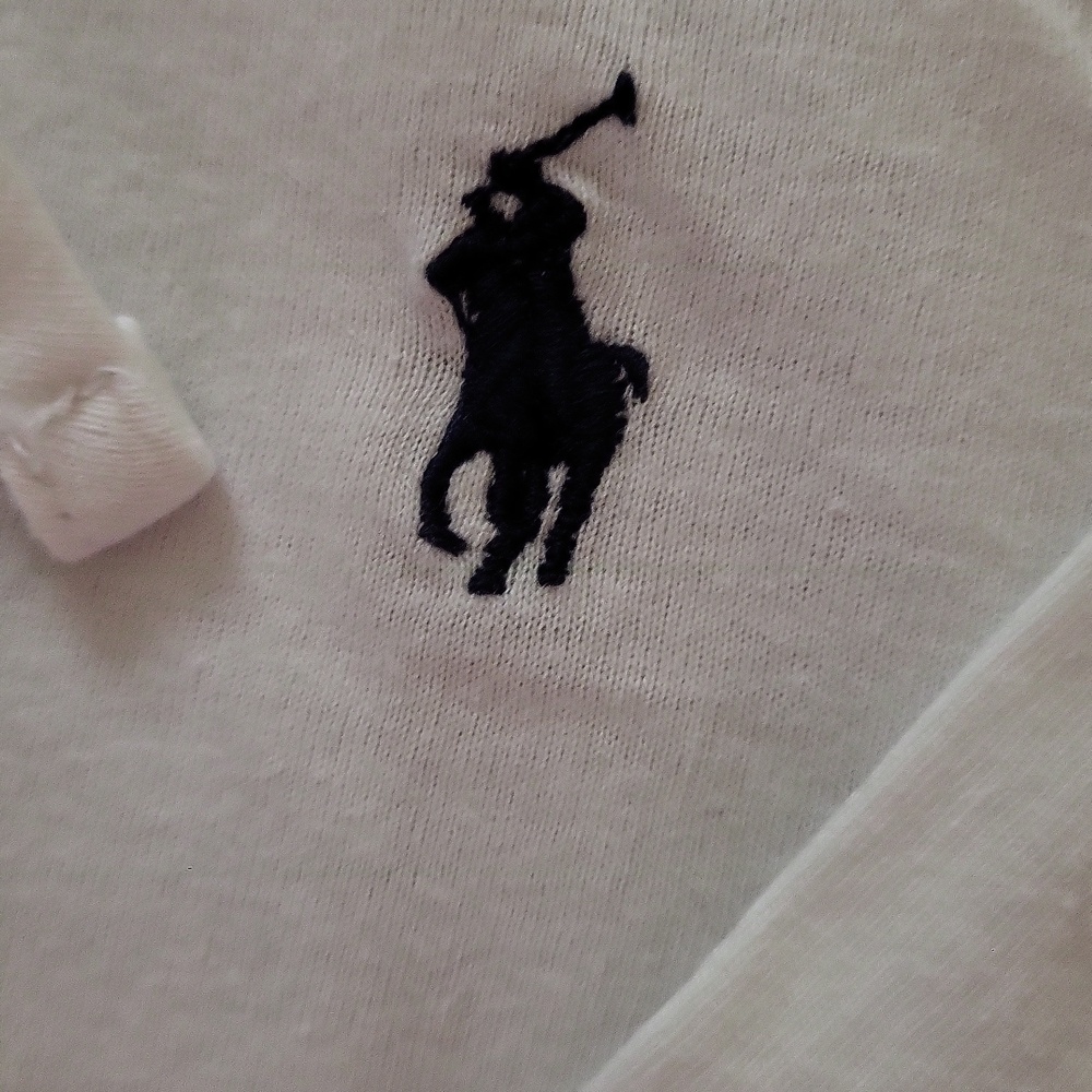 Polo by Ralph Lauren White Zip-Up Hoodie with Red Script Sleeve (Black Horse) - Picture 3 of 11